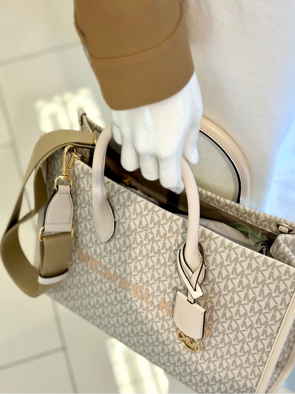 Michael Kors Mirella Medium Signature Logo Tote Shoulder Bag Crossbody - Picture 13 of 14